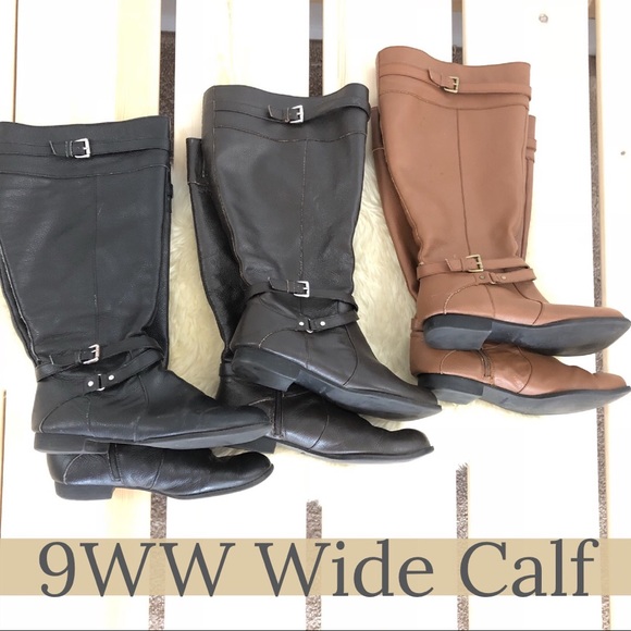 genuine leather wide calf boots